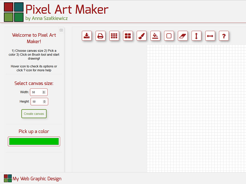Pixel Art Maker Project - Single page 8-bit art application